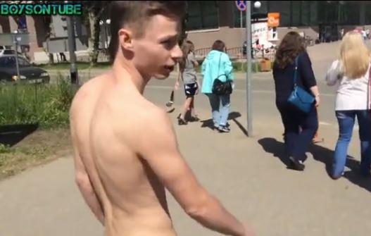 Risky naked in public